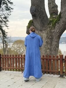 Eleni nakışlı kap-trenç Mavi