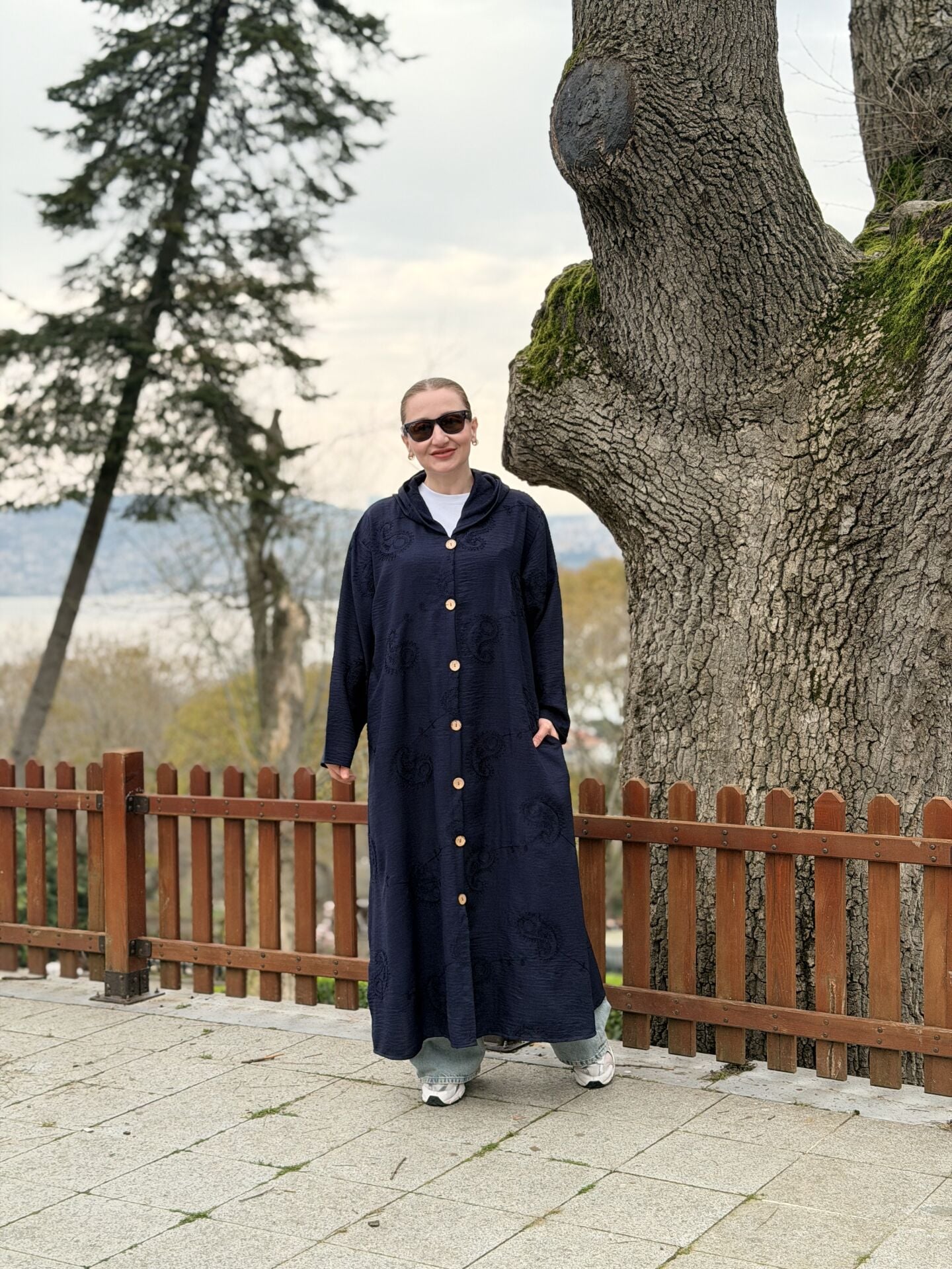 Eleni nakışlı kap-trenç Lacivert