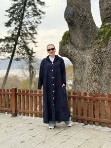 Eleni nakışlı kap-trenç Lacivert