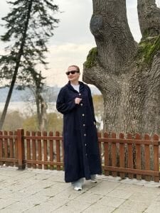 Eleni nakışlı kap-trenç Lacivert