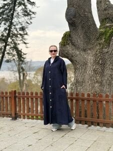 Eleni nakışlı kap-trenç Lacivert