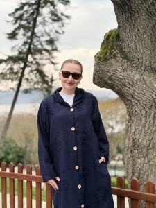 Eleni nakışlı kap-trenç Lacivert