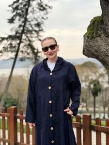 Eleni nakışlı kap-trenç Lacivert