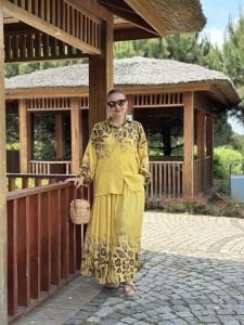 Keten pamuk etekli Takım Sarı