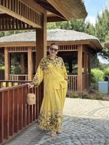 Keten pamuk etekli Takım Sarı