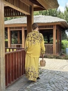 Keten pamuk etekli Takım Sarı