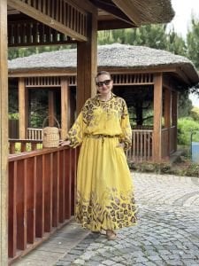 Keten pamuk etekli Takım Sarı