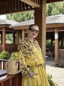 Keten pamuk etekli Takım Sarı