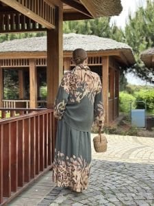 Keten pamuk etekli Takım Haki