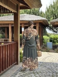 Keten pamuk etekli Takım Haki