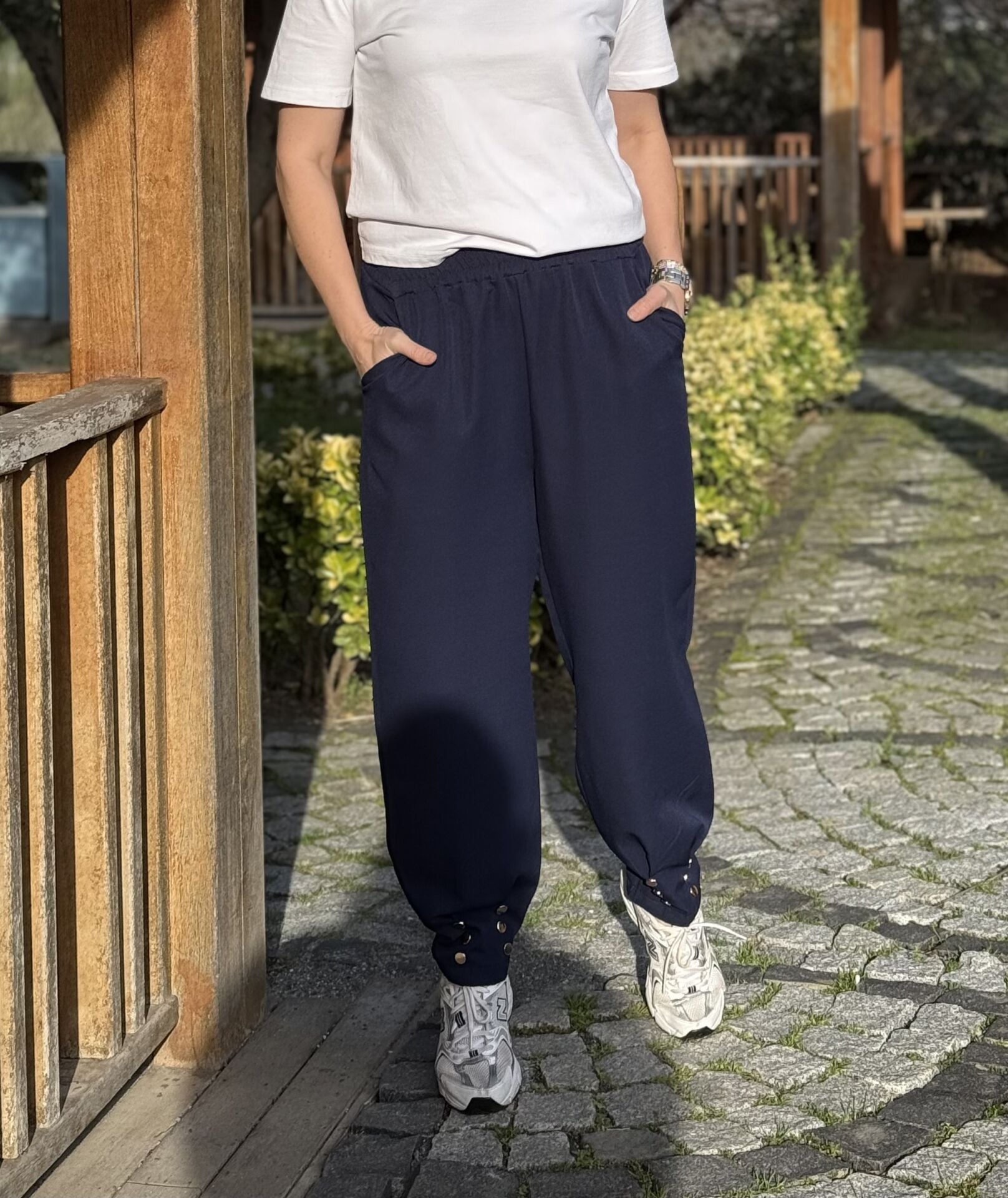 Paça detaylı A.akay beli lastikli kumaş pantolon laci