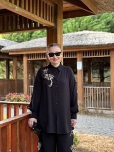 Siyah Viskon pullu nakışlı Takım