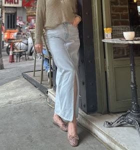 Orjinal marka açık mavi Kot ETEK