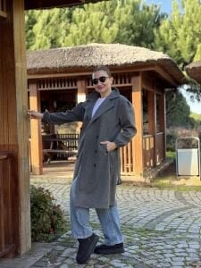 Kemerli Kaşe Kaban Antrasit