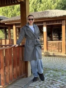 Kemerli Kaşe Kaban Antrasit