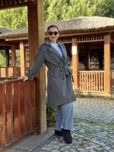 Kemerli Kaşe Kaban Antrasit