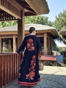 Gülçiçek viskon elbise Siyah