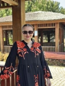 Gülçiçek viskon elbise Siyah