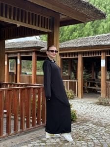 SİYAH Yarım FERMUARLI OYSHO ELBİSE