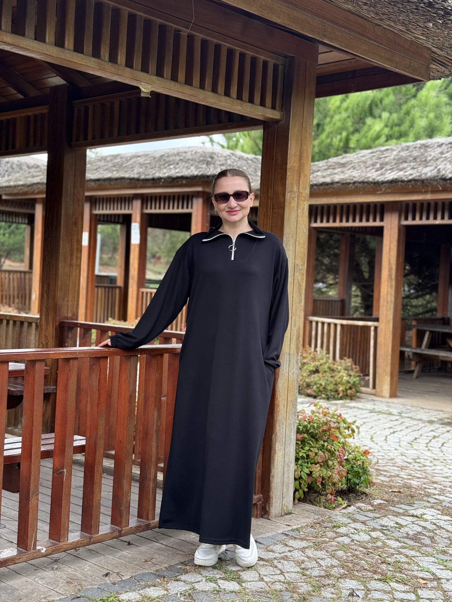 SİYAH Yarım FERMUARLI OYSHO ELBİSE