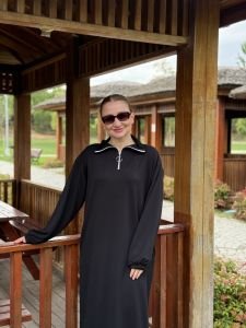 SİYAH Yarım FERMUARLI OYSHO ELBİSE