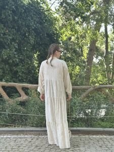 Premium pamuk keten katleya işlemeli