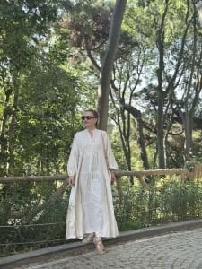 Premium pamuk keten katleya işlemeli