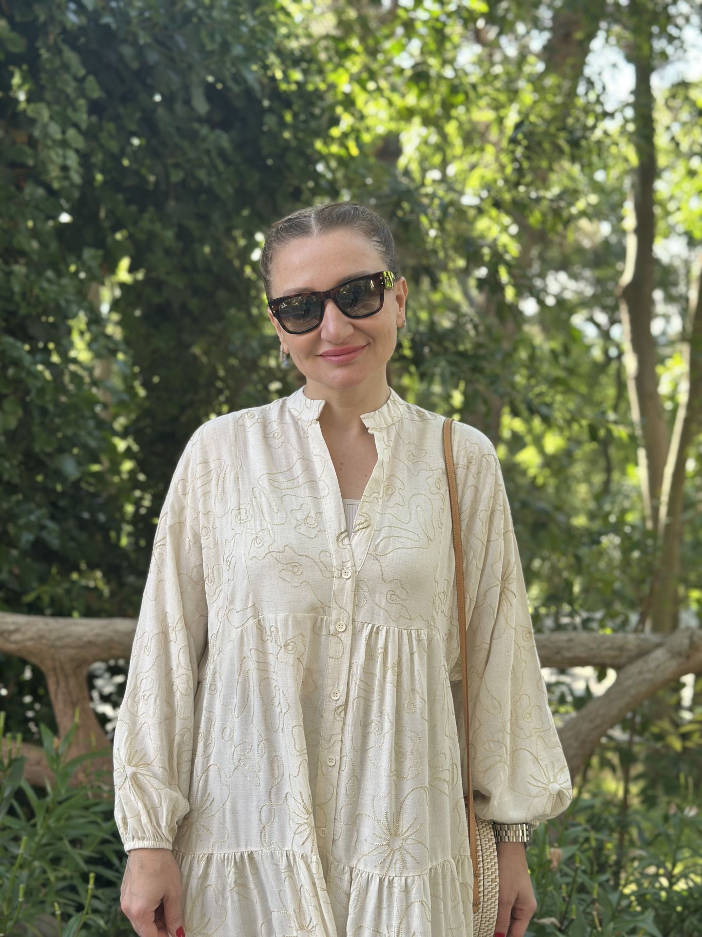 Premium pamuk keten katleya işlemeli