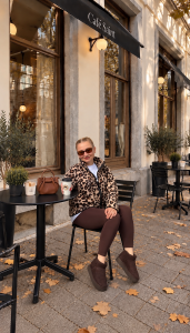 Tam fermuarlı Yumoş Yün polar Leopar