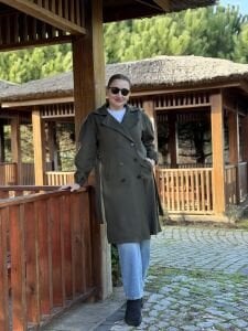 Kemerli Kaşe Kaban Haki