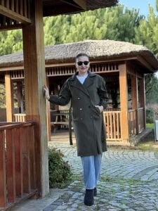 Kemerli Kaşe Kaban Haki