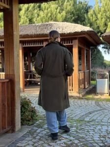 Kemerli Kaşe Kaban Haki