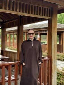 Kahve Yarım FERMUARLI OYSHO ELBİSE