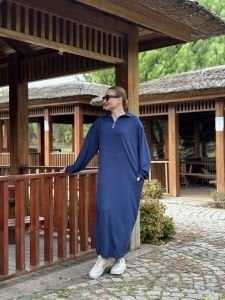 İndigo Yarım FERMUARLI OYSHO ELBİSE