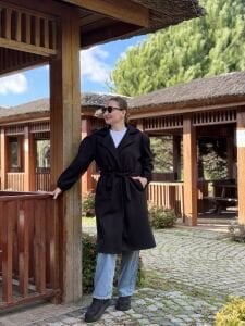 Kemerli Kaşe Kaban Siyah