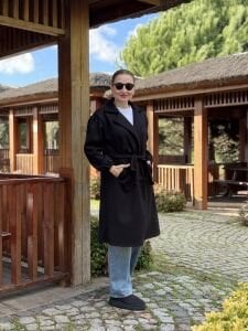 Kemerli Kaşe Kaban Siyah