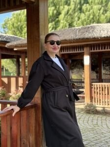 Kemerli Kaşe Kaban Siyah