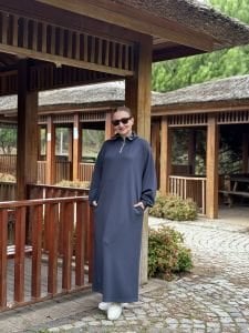 Antrasit Yarım FERMUARLI OYSHO ELBİSE