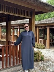 Antrasit Yarım FERMUARLI OYSHO ELBİSE