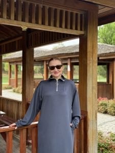 Antrasit Yarım FERMUARLI OYSHO ELBİSE