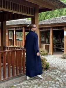 Lacivert Yarım FERMUARLI OYSHO ELBİSE