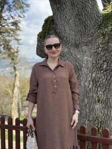 Hera Etek ucu fırfır elbise kahve