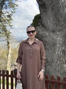 Hera Etek ucu fırfır elbise kahve