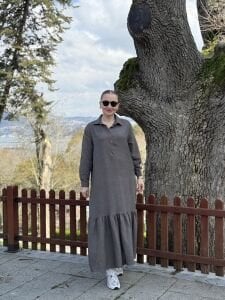 Hera Etek ucu fırfır elbise füme