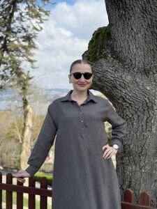 Hera Etek ucu fırfır elbise füme