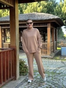 Camel triko takım balıkçı yaka