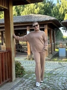 Camel triko takım balıkçı yaka