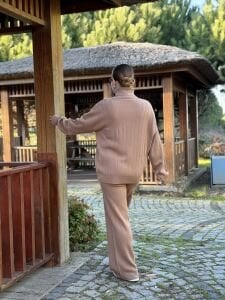 Camel triko takım balıkçı yaka