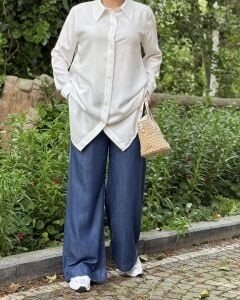 A.akay Luna tensel Denim pantolon K.mavi