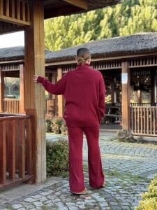 Bordo triko takım balıkçı yaka